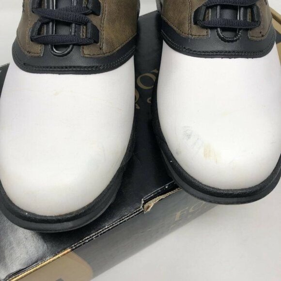 FootJoy Size 9 Cleated Plain Toe Twin Saddle Shoes Golf Sneakers White Brown main image 6
